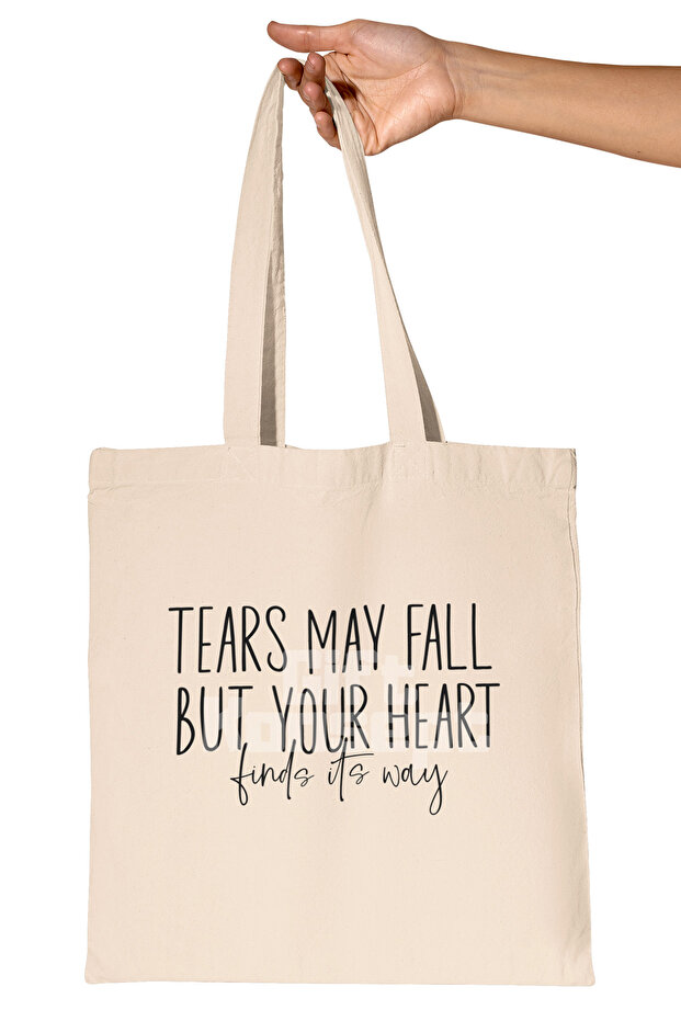 Tears May Fall Written Emotional Power Manifest Promise Printed Gift Organic Raw Cloth Bag