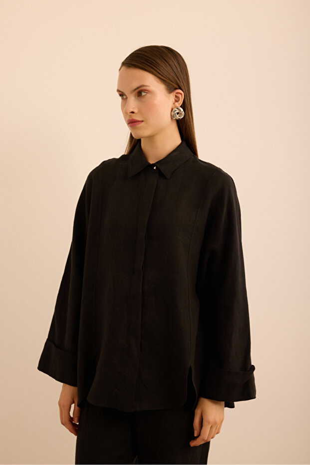 Rahat Form Keten Bluz - 3