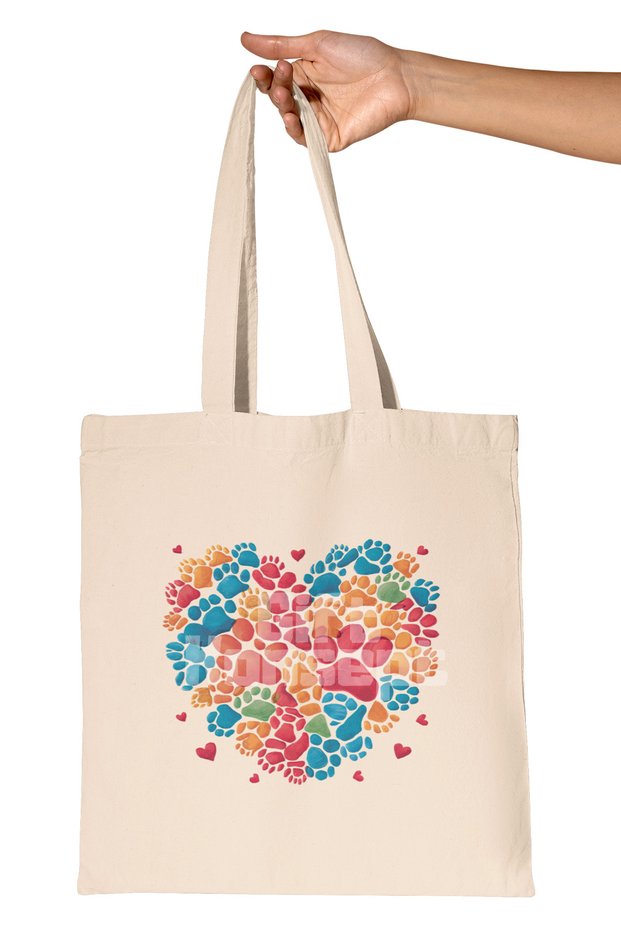 Paw Heart Dog Paw Heart Love Symbol Dog Lover Printed Gift Organic Raw Cloth Bag
