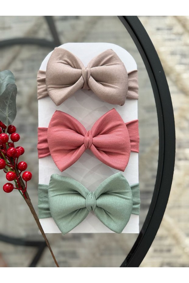 100% Cotton Bowknot Baby Girl Bandana Headband Set 3-Piece Bandana Set