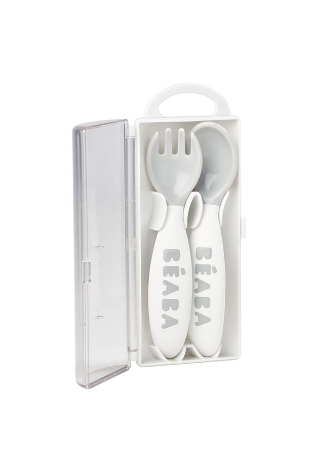 Ergonomic spoon and fork set Grey - 2