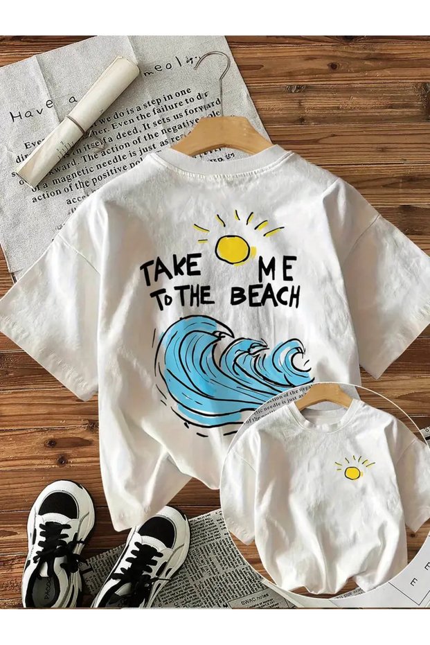 Unisex Take Me to the Beach Printed Oversize Crew Neck T-Shirt