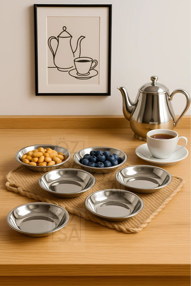 Set of 6 Snack and Breakfast Plates Decorative Serving Tray Stainless Steel 12 cm Jam Dish
