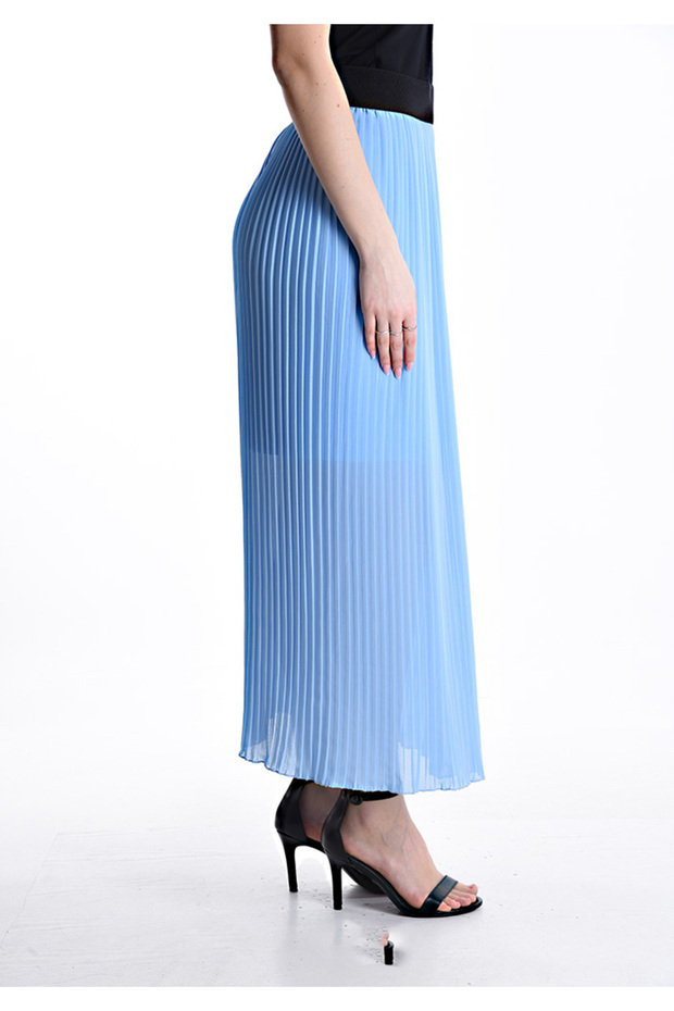 Fustă lungă plisată de vară - Alb - 4