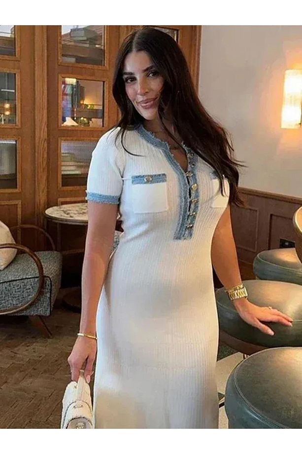 Yeni model yazlık yumuşak pamuklu ip, kot elbise Narin model - 1