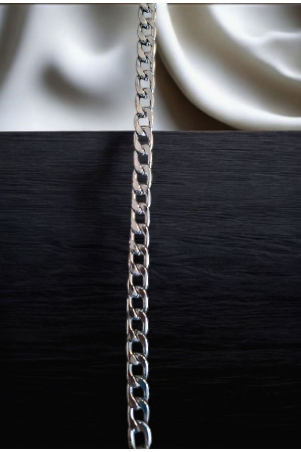Örgü Ve Deri Çanta Zinciri - En : 11.5 Mm - Kalınlık :2.8 Mm Uzunluk : 2 Metre ( Gümüş Renk) - 1