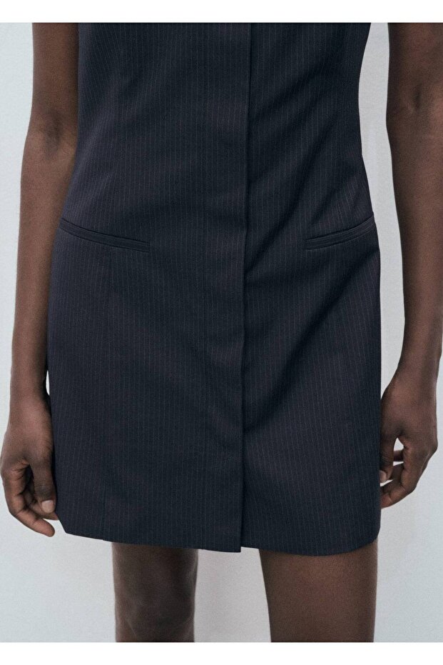 Çizgili kısa elbise - 6