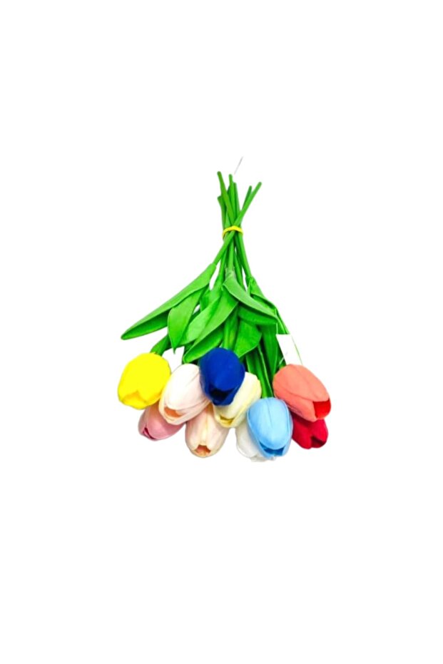 Buchet de lalele artificiale multicolore, 10 tulpini - 4