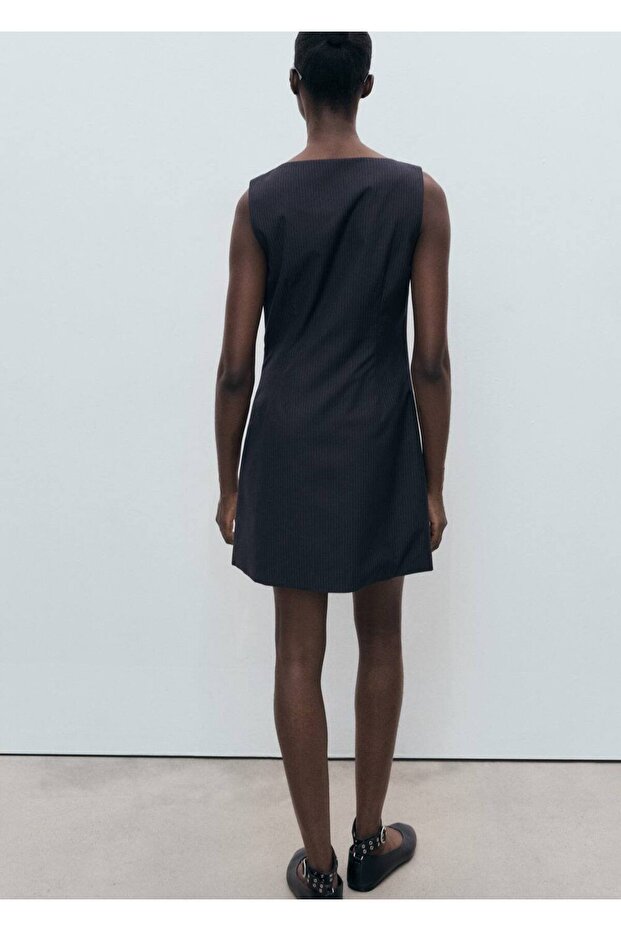 Çizgili kısa elbise - 4