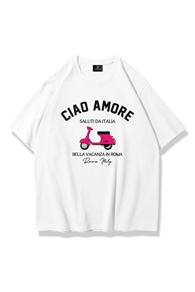 تيشيرت نسائي من Ciao Amore باللون الأبيض