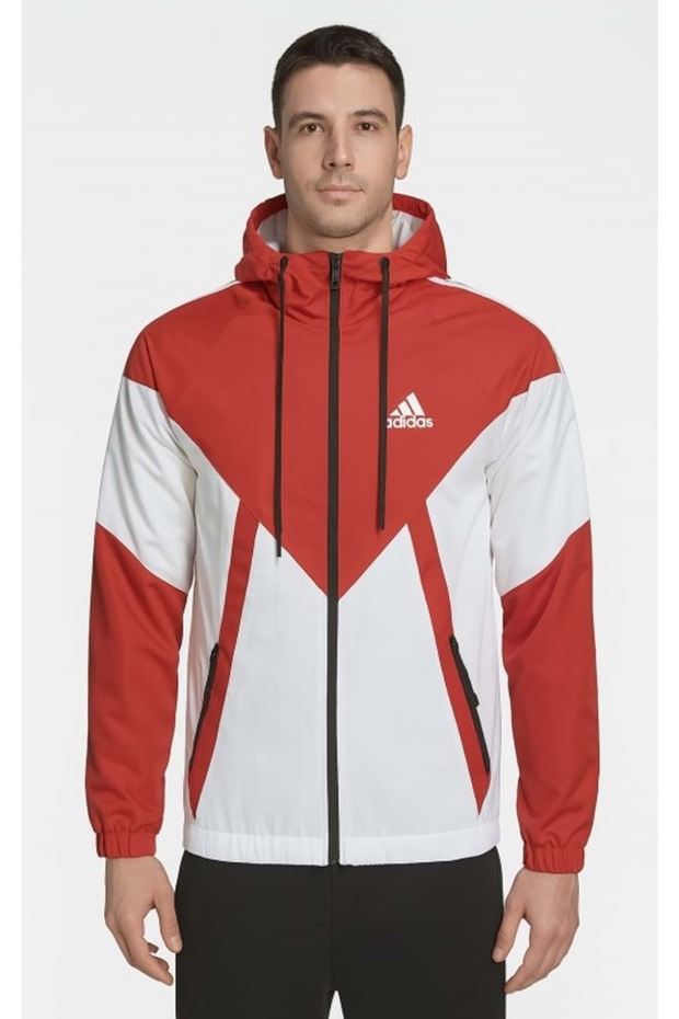 A03471 Men's the Run Rain Hooded Raincoat - St01771-Red-L