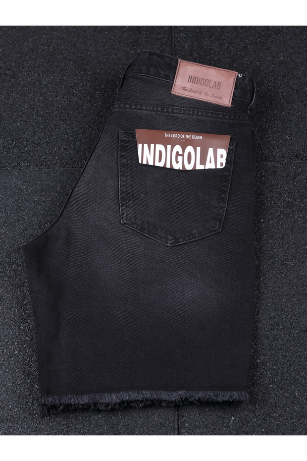 Erkek Siyah Baggy Denim Şort - 4