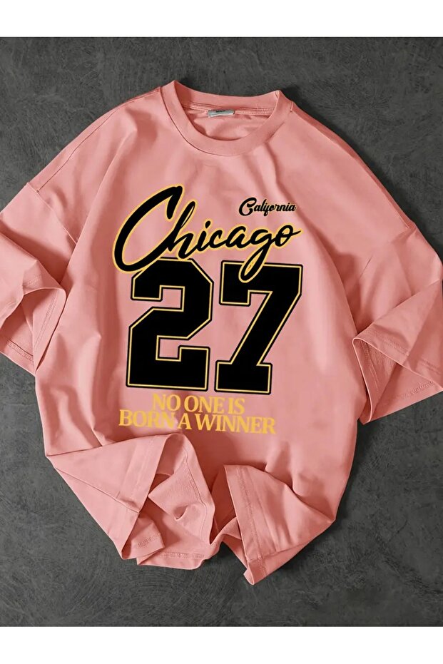 Men's Chicago 27 Graphic Printed T-Shirt - Los Angeles Champion Design, Yellow Comfortable Summer Tee