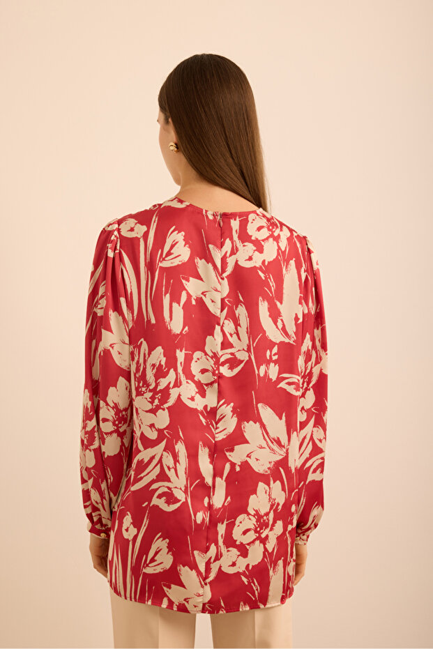 بلوزة منسوجة رفيعة بنقشة الزهور - 6