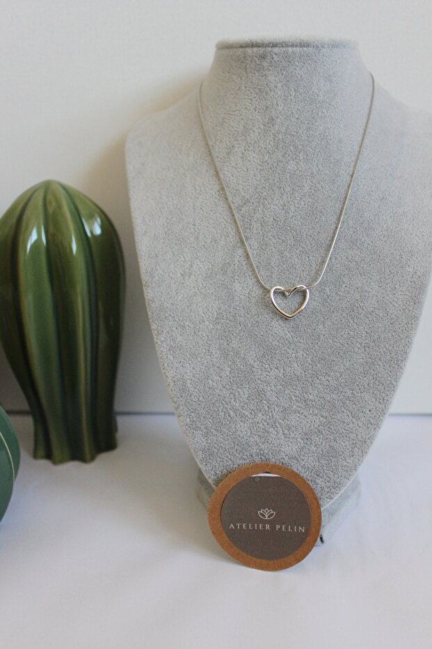 Steel Heart Necklace 45 cm / Silver