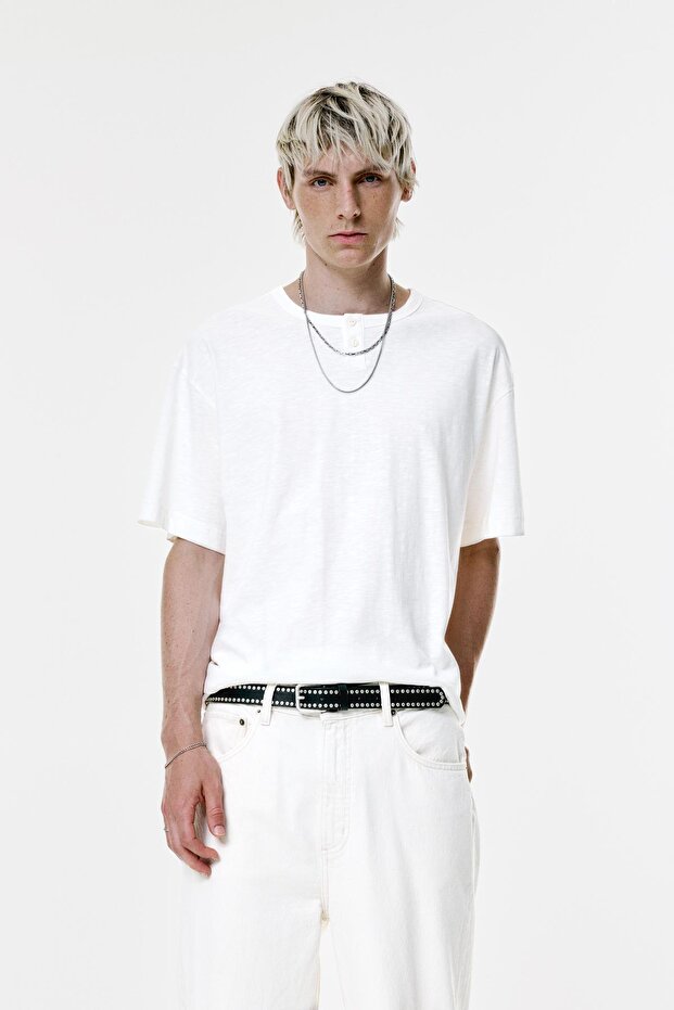 Düğmeli yaka tişört - 2