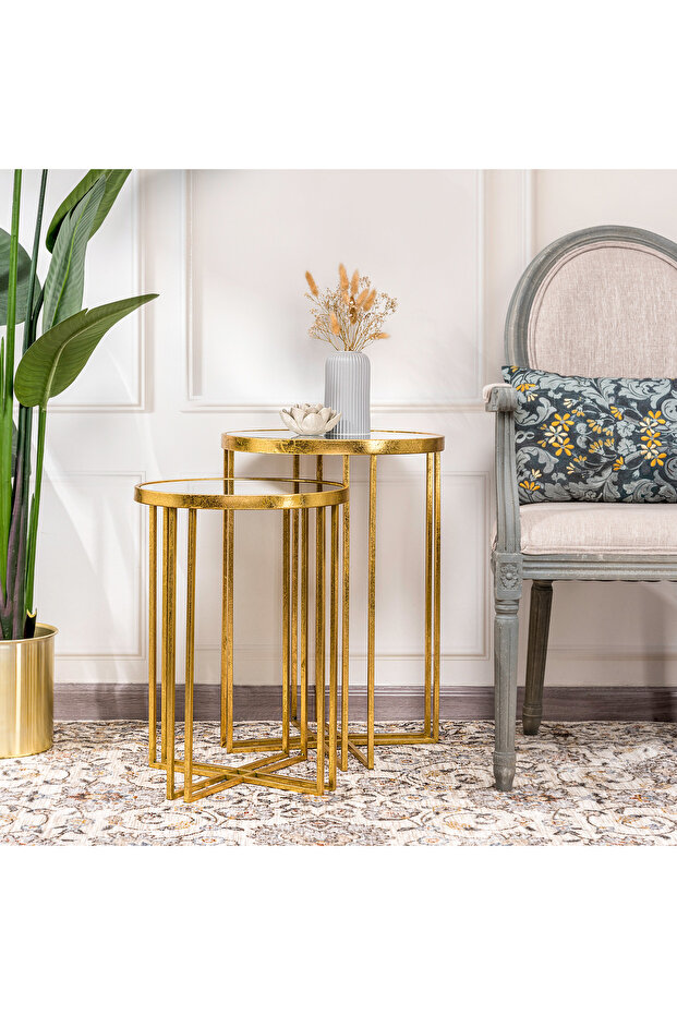 طاولتان متداخلتان - ذهبي - 1