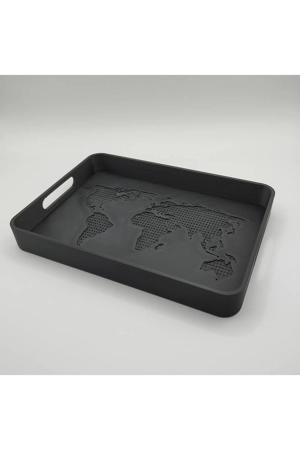 İki Kişilik Modern Kahve Sunum Tepsisi | OneWorld Desenli 3D Baskı - 2