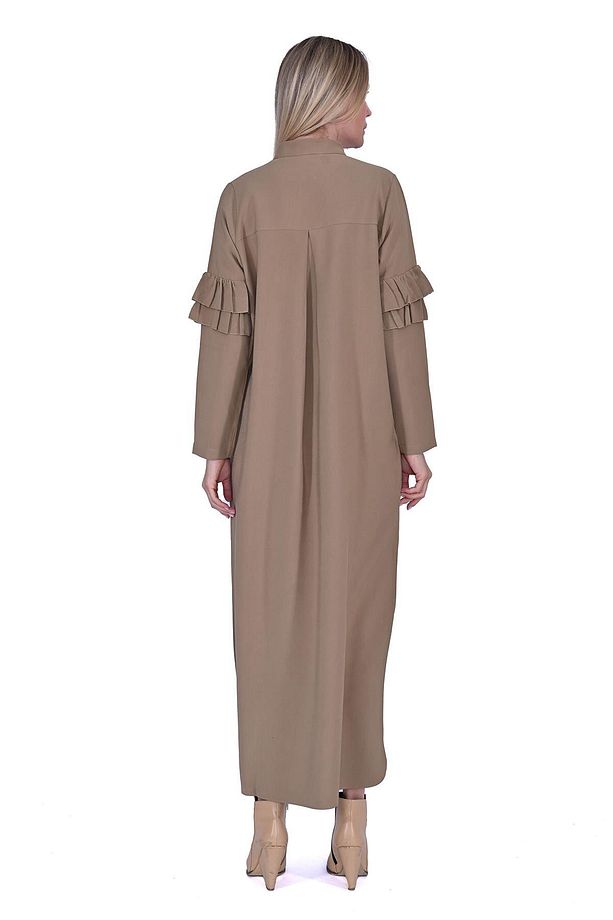 Pattı Fırfır Elbise CAMEL - 3