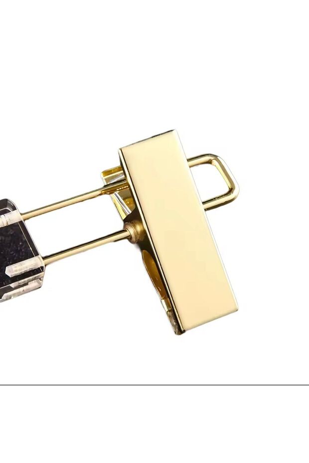 Transparent Acrylic Clothes Hanger Plastic Pants and Skirt Hanger Metal Gold Covered Clips (5 Pieces)
