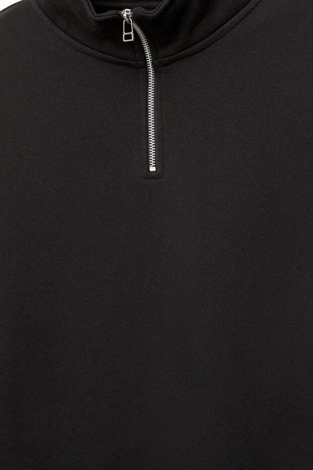 Fermuarlı dik yaka basic sweatshirt - 6