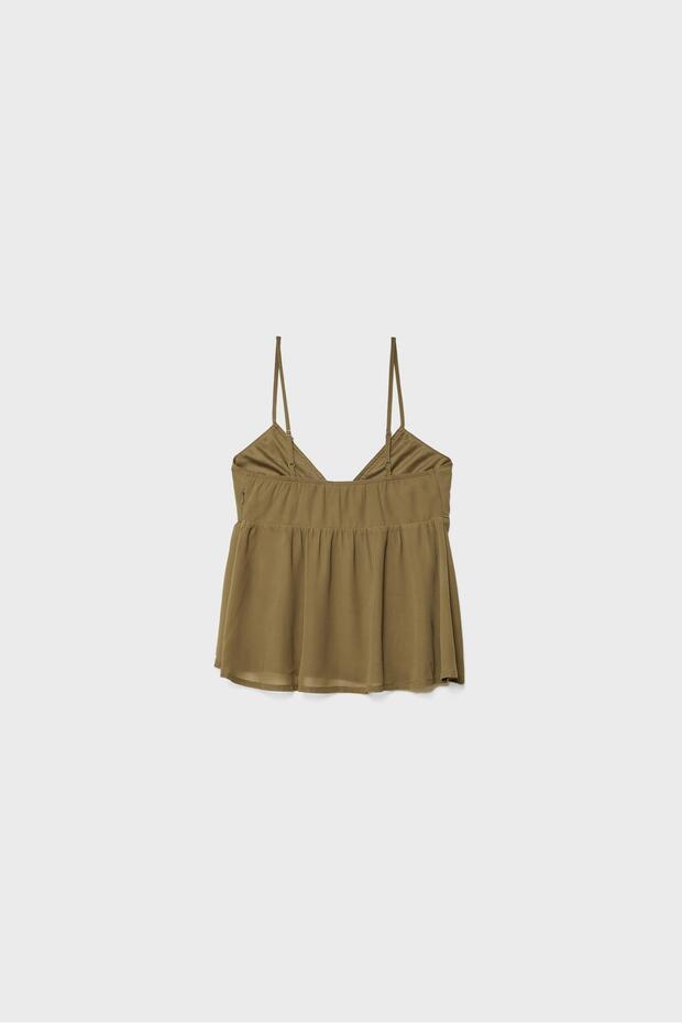 Dökümlü işlemeli boncuklu askılı üst - 7