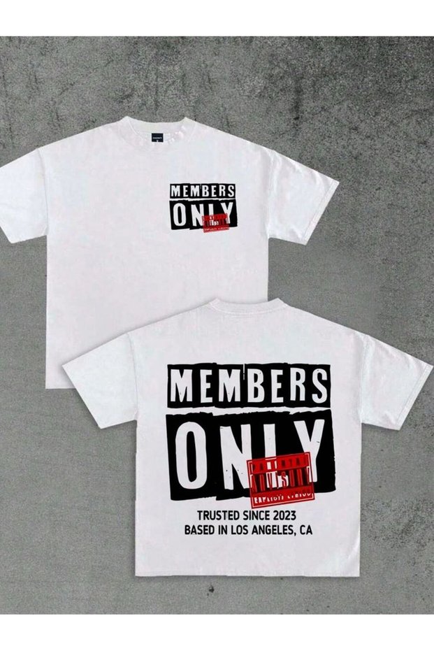 Member Only Streetwear Printed Unisex Oversize Cut 100% Cotton Crew Neck Black T-Shirt