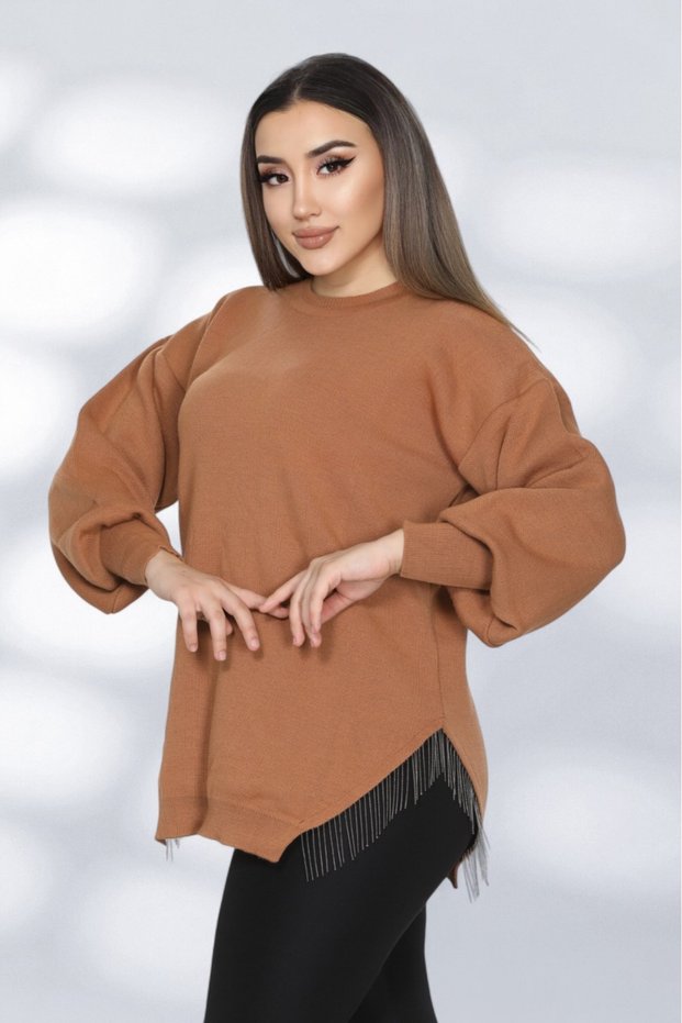Women's Semi-Chain Knitwear Tunic Sweater