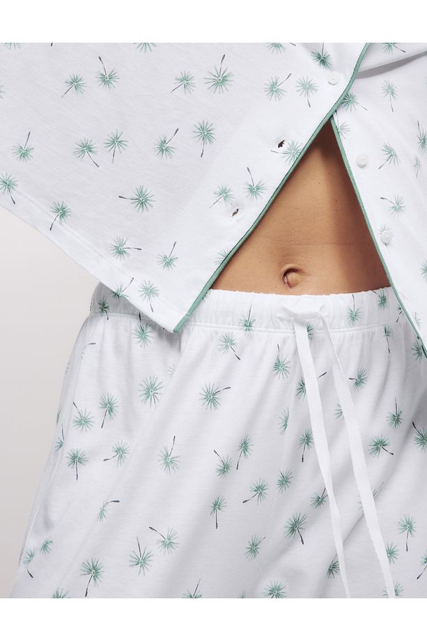 Pamuk-Modal Karışımlı Desenli Pijama Takımı - 2