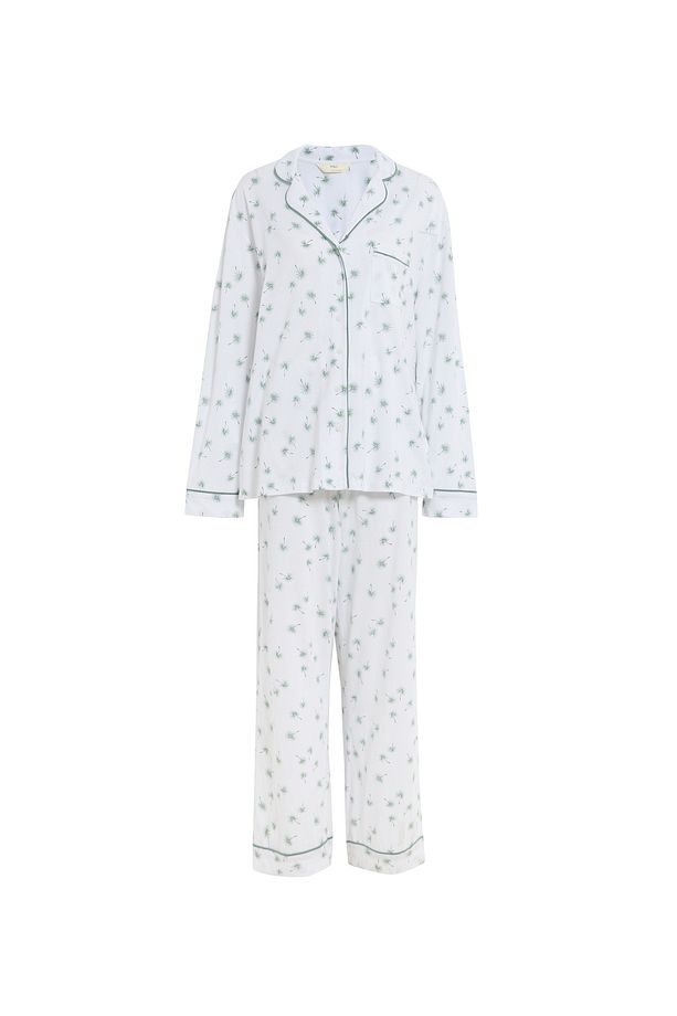 Pamuk-Modal Karışımlı Desenli Pijama Takımı - 8