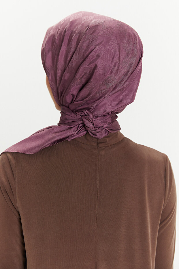 Dama Desenli Logolu Eşarp - 5