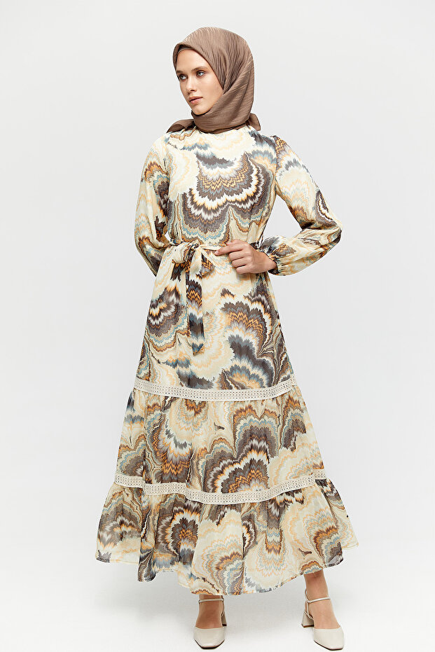 Fistolu Şifon Elbise - 3