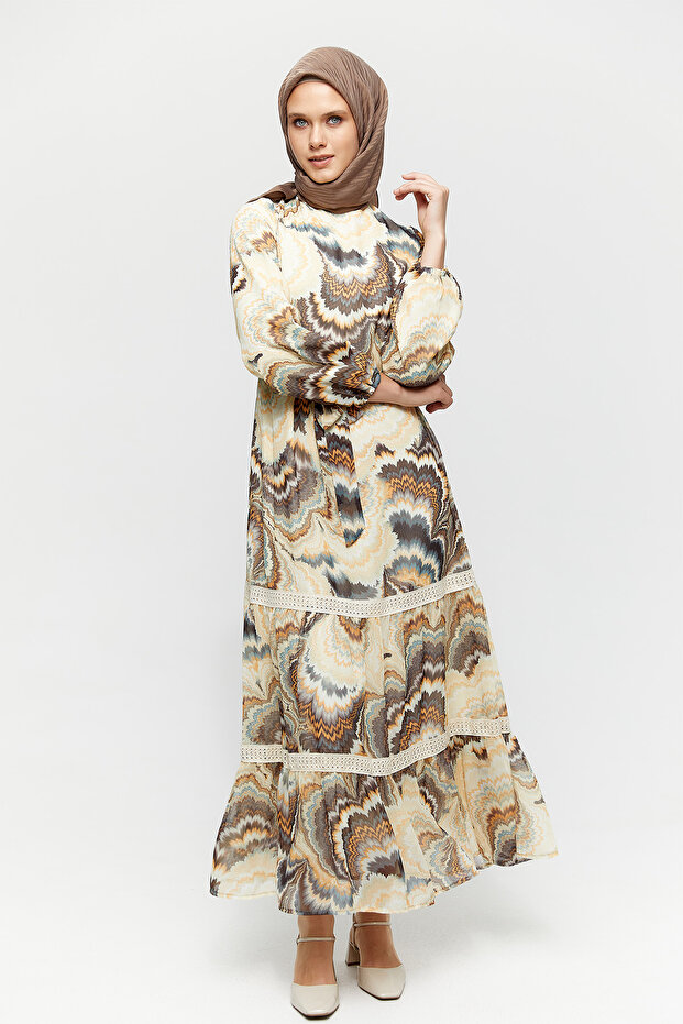 Fistolu Şifon Elbise - 1