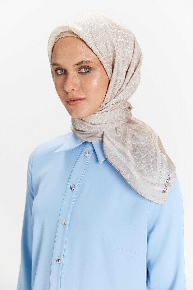 Çerçeveli Monogram Eşarp - 2