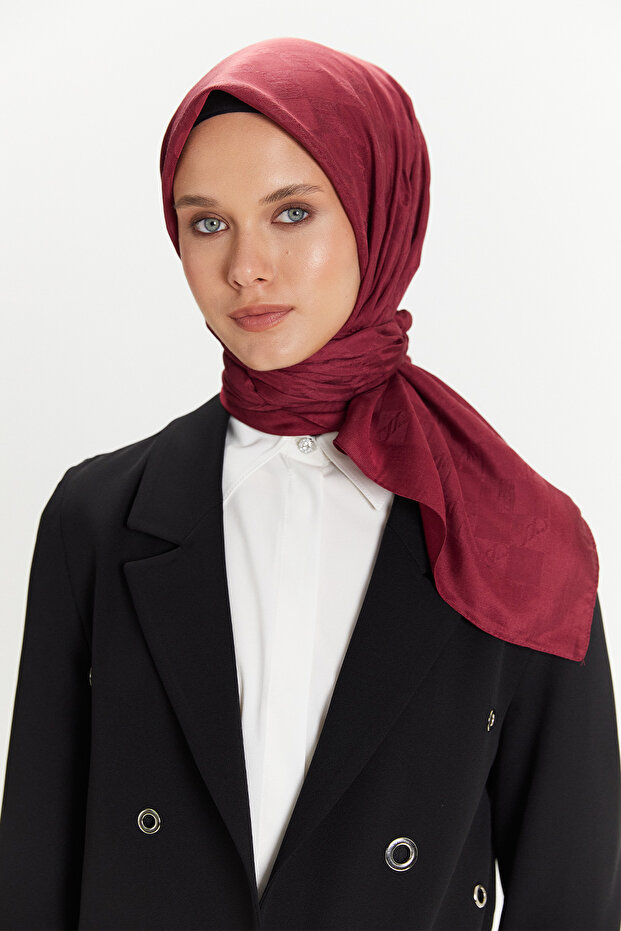 Dama Desenli Logolu Eşarp - 1