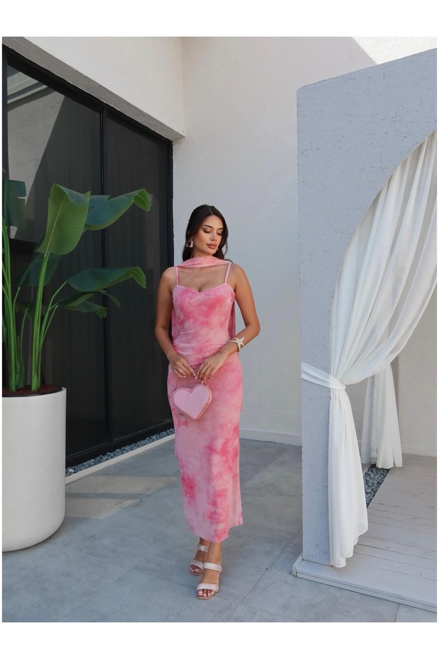 Batik Desen Drapeli Elbise - 2