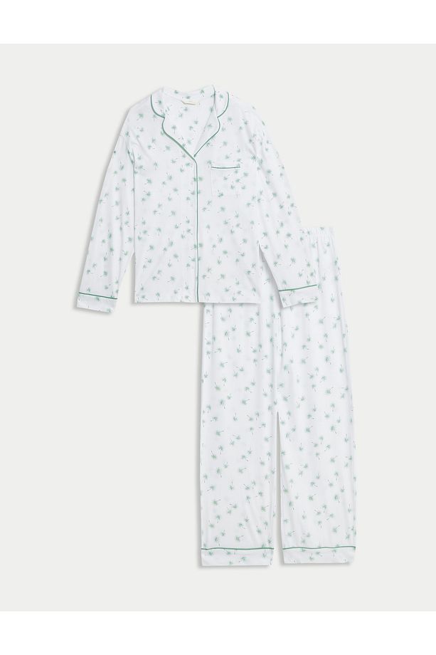 Pamuk-Modal Karışımlı Desenli Pijama Takımı - 7
