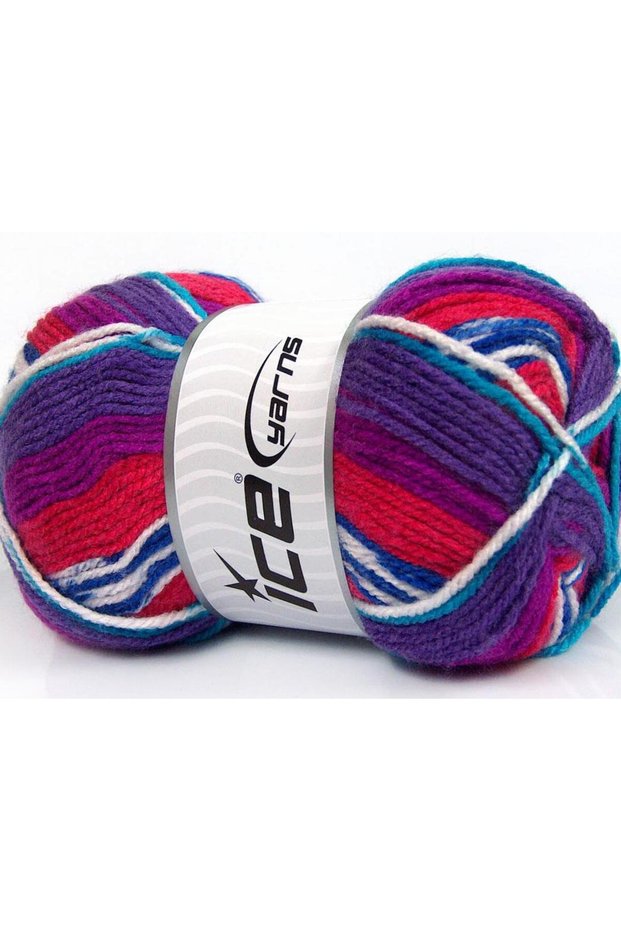 Lot of 4 X 100Gr Skeins Ice Yarns Favorite Ethnic Yarn Purple Shades Red Blue White Turquoise