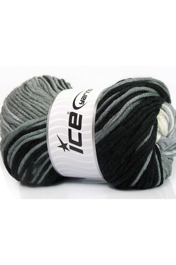 Lot of 4 X 100Gr Skeins Ice Yarns Batik Chunky Yarn Black Grey White