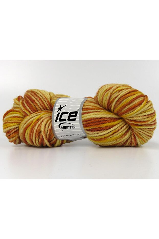 3X100Gr. Organic Wool Bulky Hand Paint Golden Tones Luxury, Winter, Wool, 100% Wool, Thick, Hand Painting