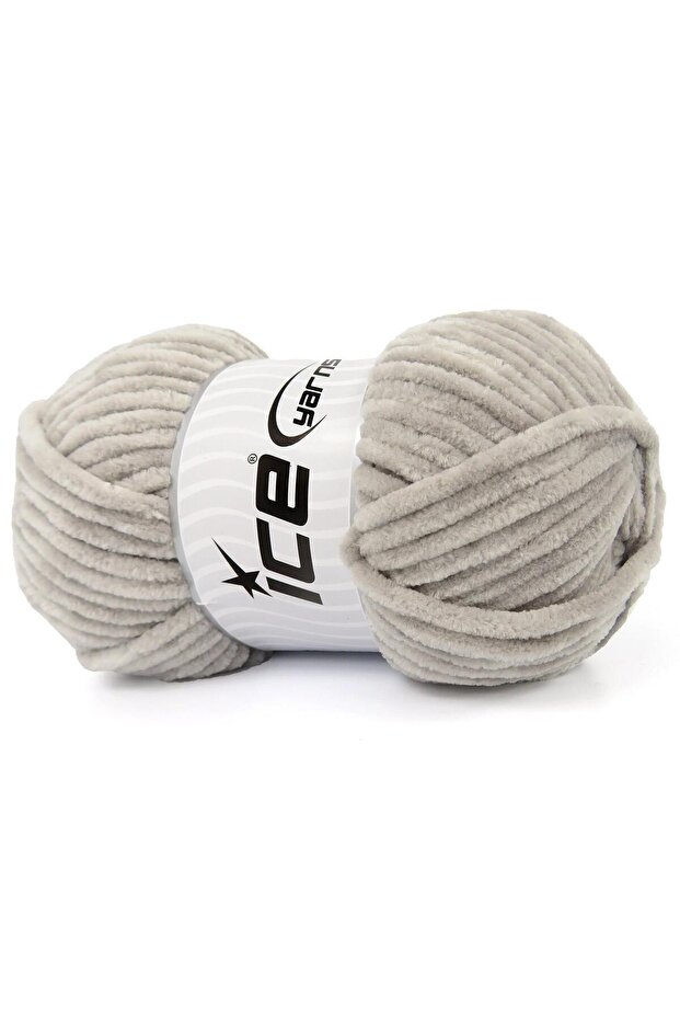 Lot of 4 X 100Gr Skeins Ice Yarns Chenille Baby (100% Microfiber) Yarn Light Gray