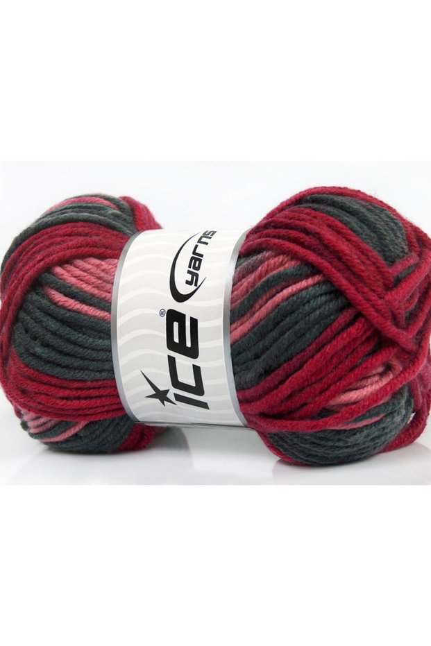 Lot of 4 X 100Gr Skeins Ice Yarns Antipilling Color Bulky Yarn Grey Burgundy Pink