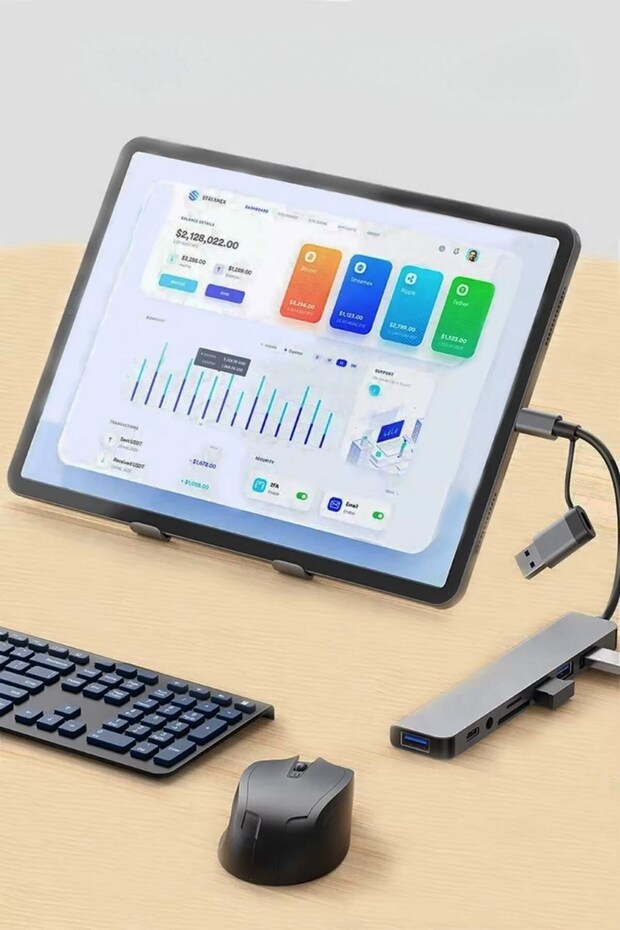 ® 8 in 1 Usb Çevirici Notebook Macbook Type-C Uyumlu Görüntü Aktarıcı Hub - 2