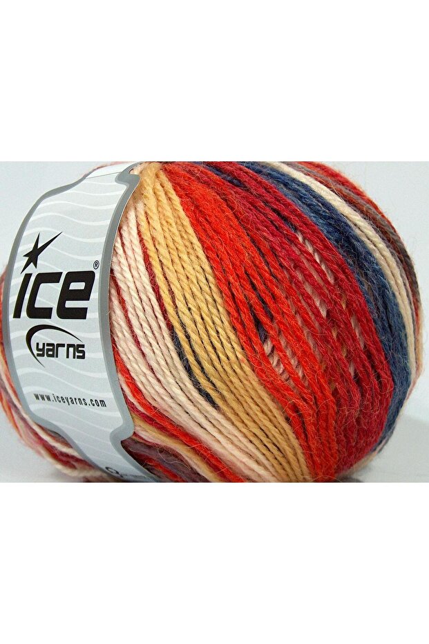 4X100Gr. Alpaca Light Magic Alpaca, Wool, Acrylic Red, Cream, Orange, Gold Luxury, Alpaca, Winter,