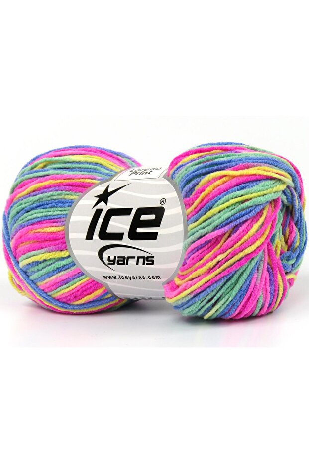 8X50Gr. Lorena Print Acrylic, Cotton Rainbow Summer Yarns, Cotton, Batik Patterned