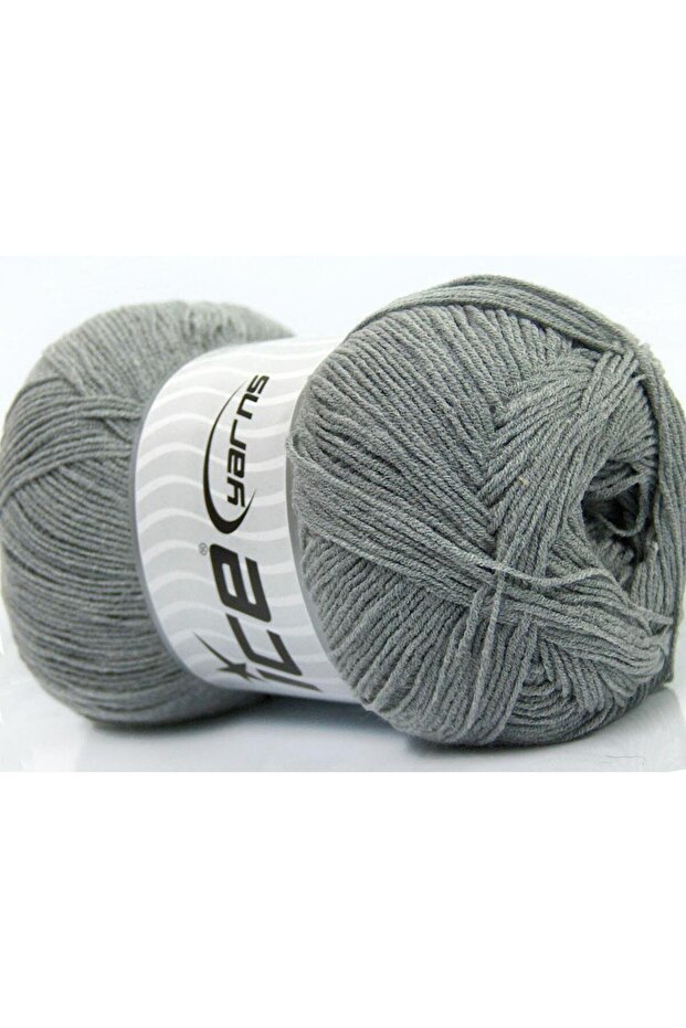 Lot of 4 X 100Gr Skeins Ice Yarns Lorena Superfine (55% Cotton) Yarn Grey