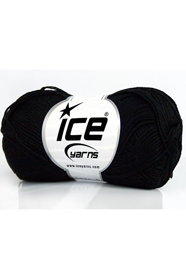 6X50Gr. Cecilia Cotton Mercerized Cotton Black Summer Yarns, Cotton, 100% Cotton
