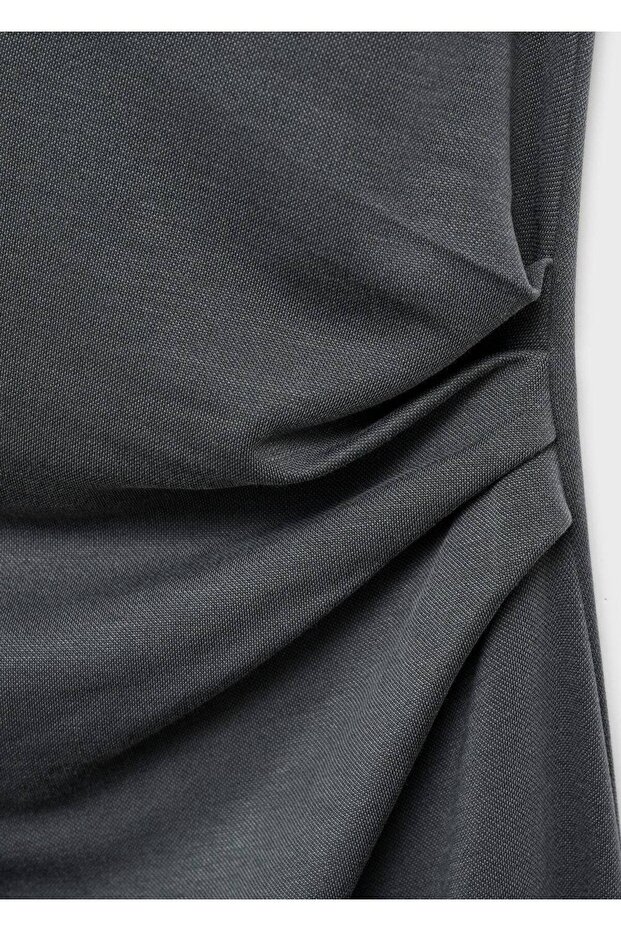 Asimetrik pileli elbise - 5