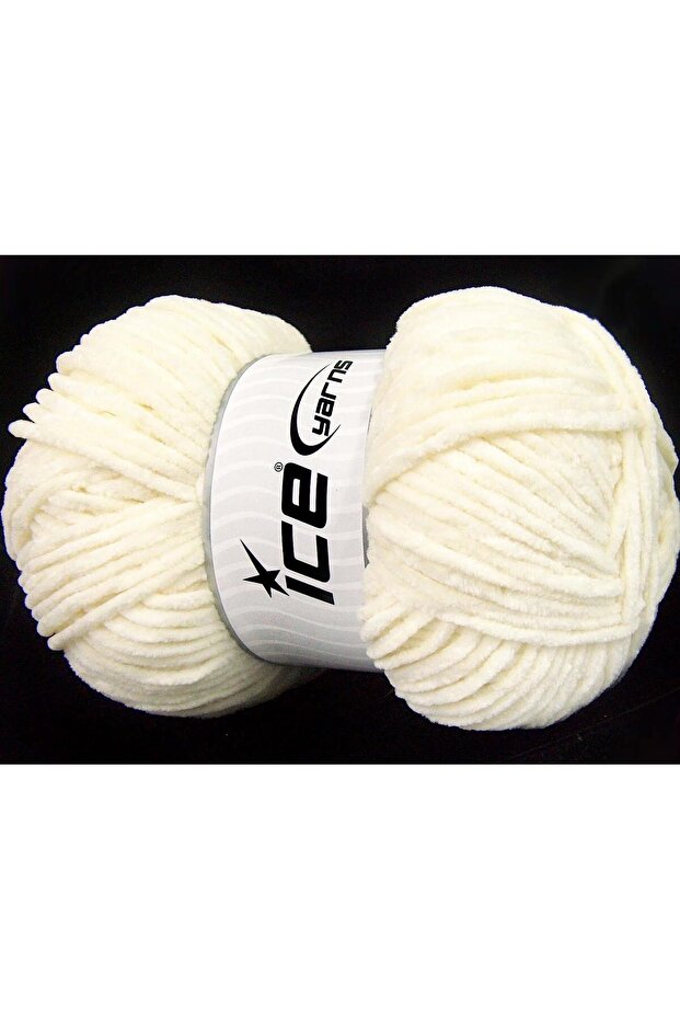 Lot of 4 X 100Gr Skeins Ice Yarns Chenille Baby Light (100% Microfiber) Yarn Cream