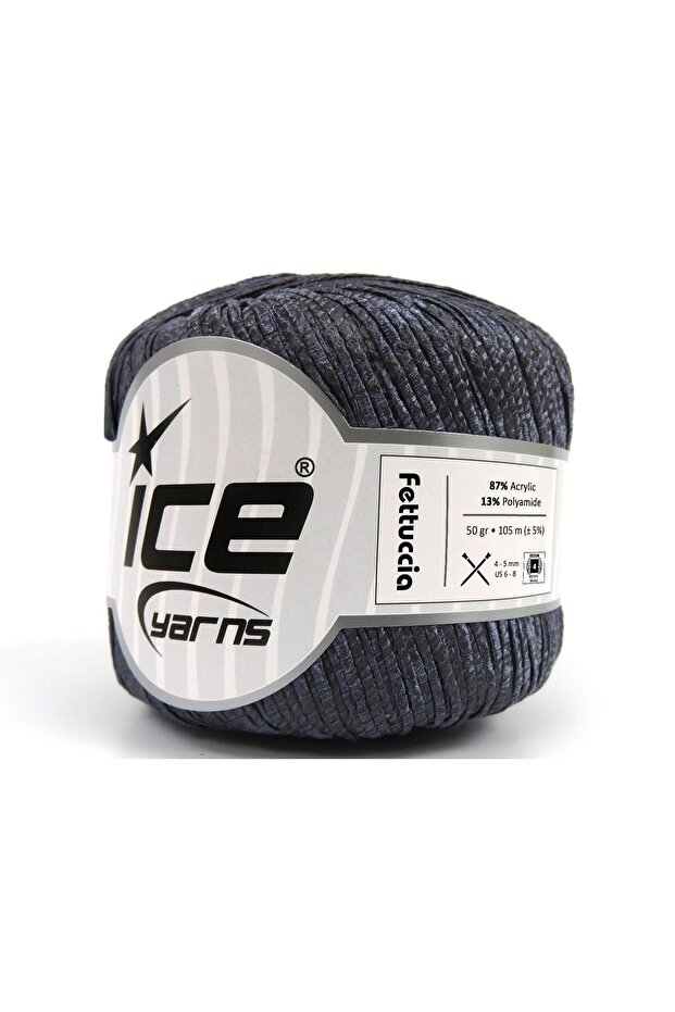 6X50Gr. Fettuccia Acrylic Dark Gray Stripe, Summer Yarns, Worsted, Acrylic